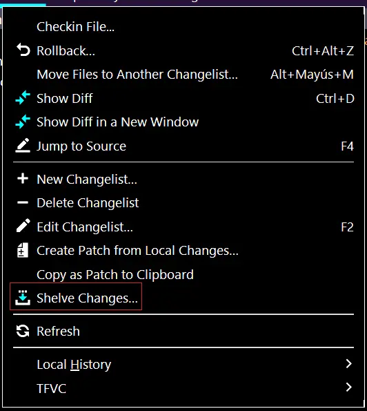 Shelve changes
